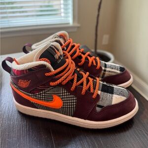 Nike Jordan Kids High-Top Sneakers - Burgundy and Orange